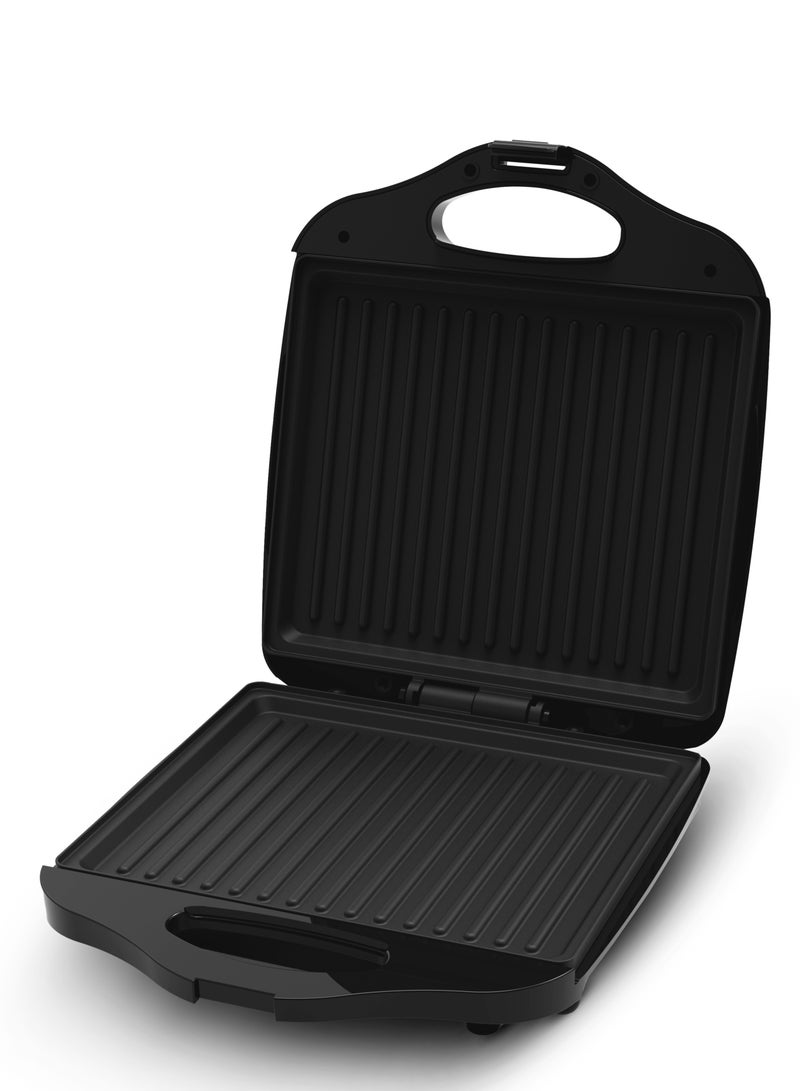 4-Slice Grill Maker, Non-Stick Plates for Easy Release and Quick Cleanup, Adjustable Temperature with Power Indicator, Perfect for Grilled Sandwiches 1400 W OMGM7012 Black