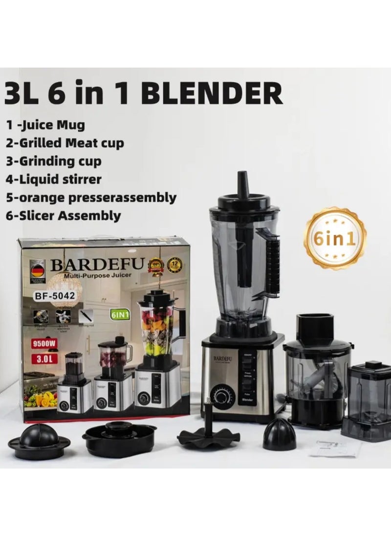 6 in 1 kitchen appliances commercial mixer smoothie juicer food processor BARDEFU heavy duty blender.