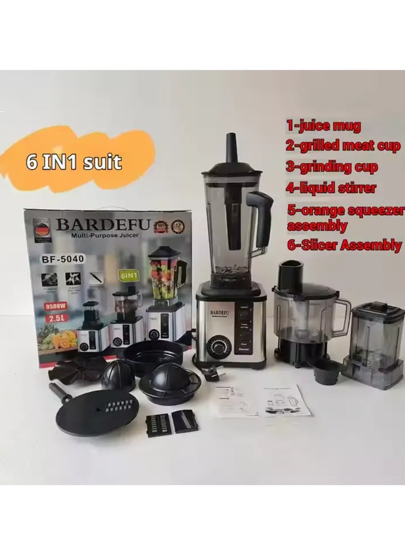 6 in 1 kitchen appliances commercial mixer smoothie juicer food processor BARDEFU heavy duty blender.