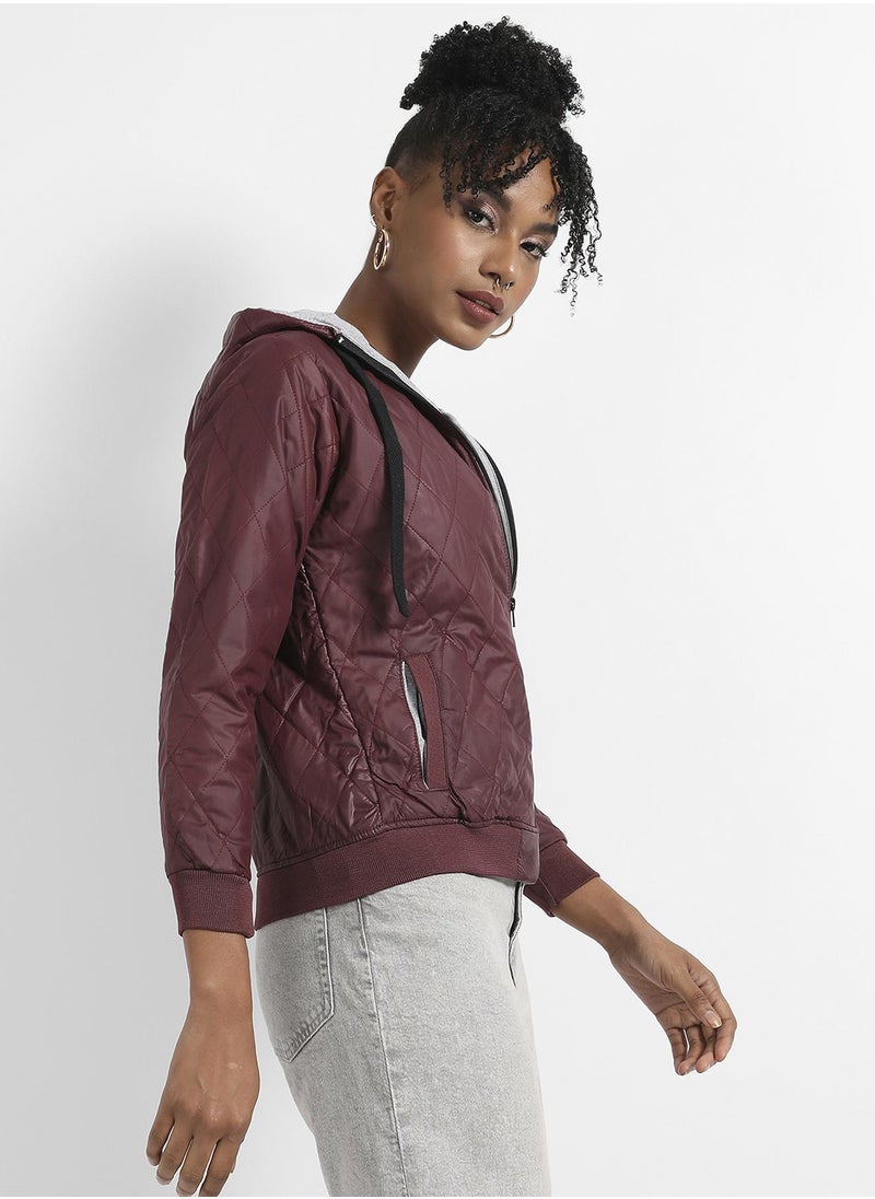 Quilted Puffer Jacket With Angled Open Pockets