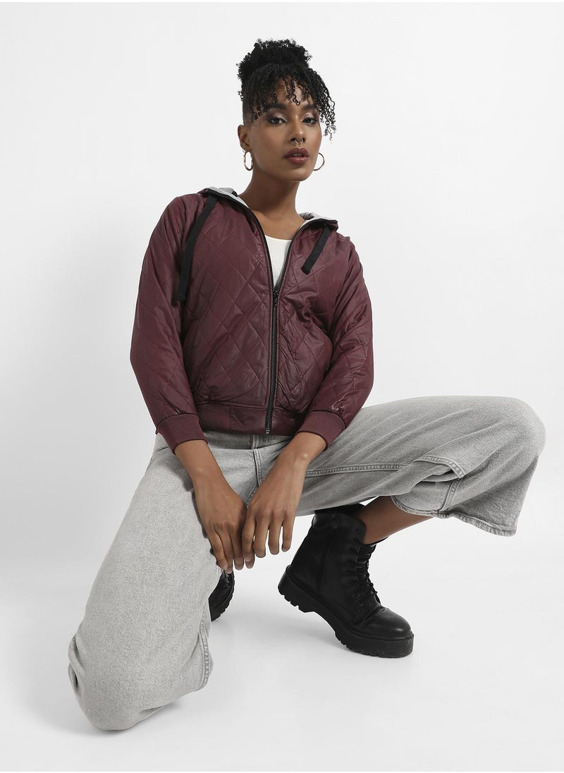 Quilted Puffer Jacket With Angled Open Pockets