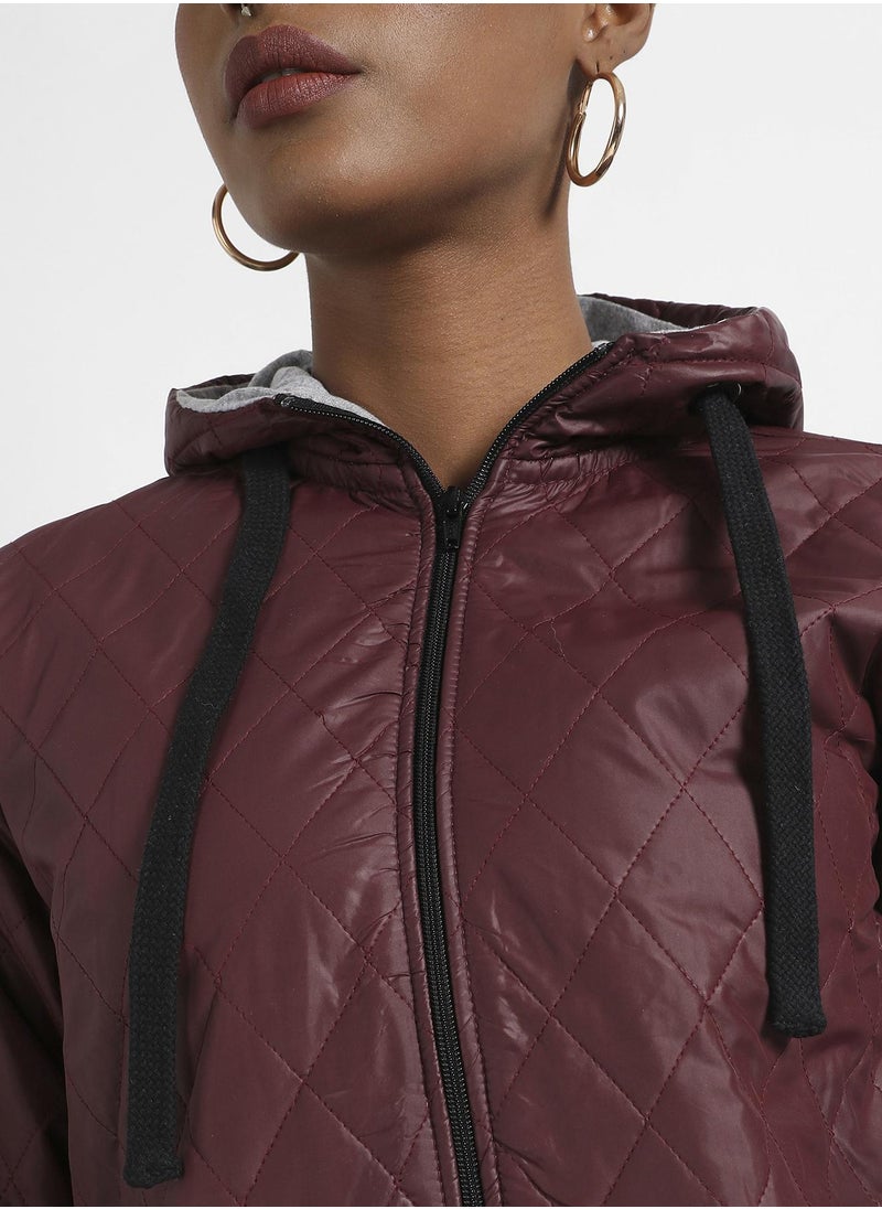 Quilted Puffer Jacket With Angled Open Pockets