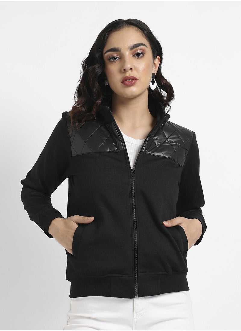 Zip-Front Jacket With Quilted Details