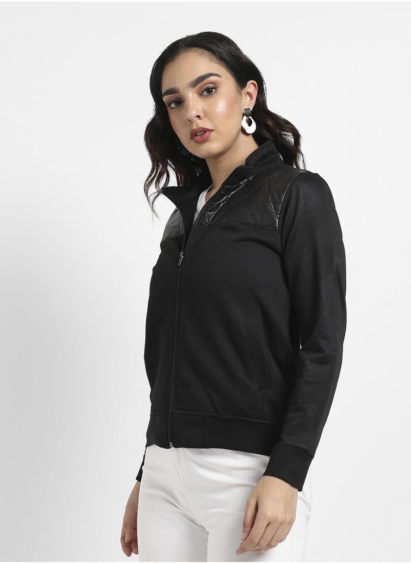 Zip-Front Jacket With Quilted Details