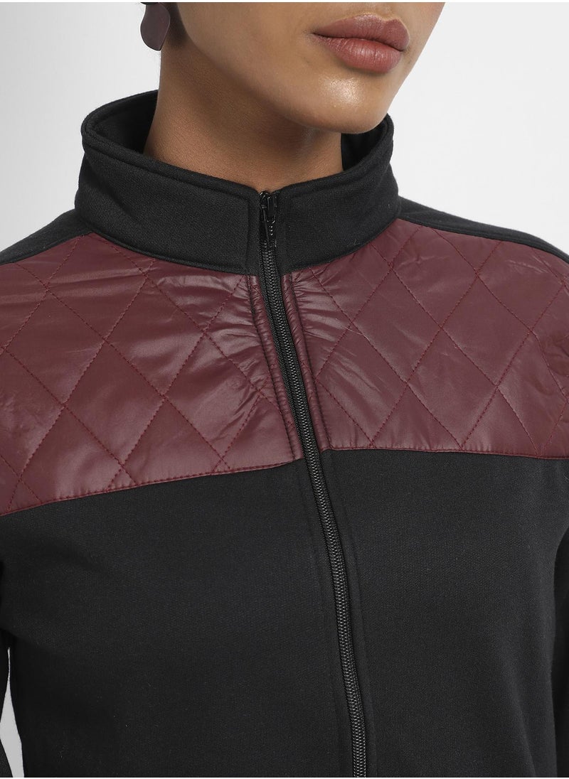 Zip-Front Jacket With Quilted Details