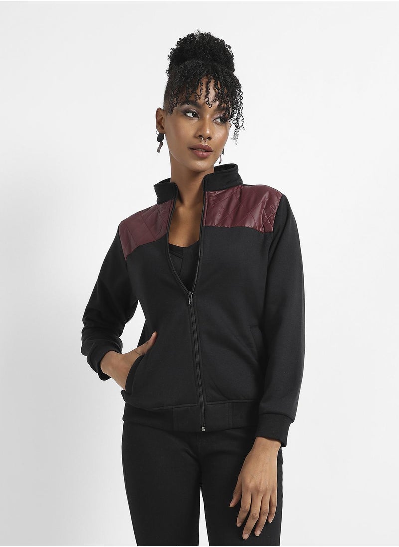 Zip-Front Jacket With Quilted Details