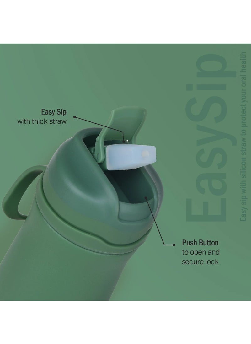 Hybec 600ml Hot & Cold Water Bottle - Green | BPA-Free Stainless Steel | 24-Hour Insulation | Leak-Proof Design | Easy to Clean|Easy to Carry | Rust & Leak Proof | Tea | Coffee | Office| Gym