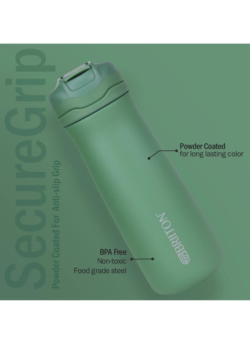 Hybec 600ml Hot & Cold Water Bottle - Green | BPA-Free Stainless Steel | 24-Hour Insulation | Leak-Proof Design | Easy to Clean|Easy to Carry | Rust & Leak Proof | Tea | Coffee | Office| Gym