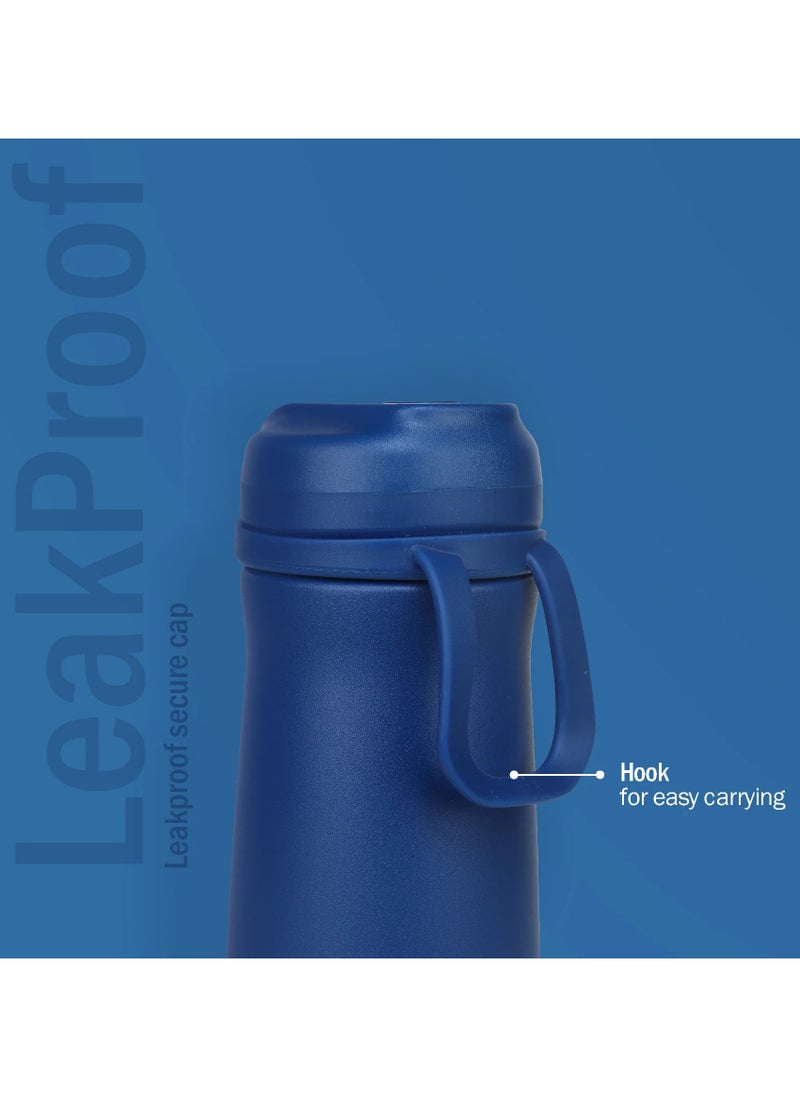 Hybec 600ml Hot & Cold Water Bottle - Blue | BPA-Free Stainless Steel | 24-Hour Insulation | Leak-Proof Design | Easy to Clean|Easy to Carry | Rust & Leak Proof | Tea | Coffee | Office| Gym