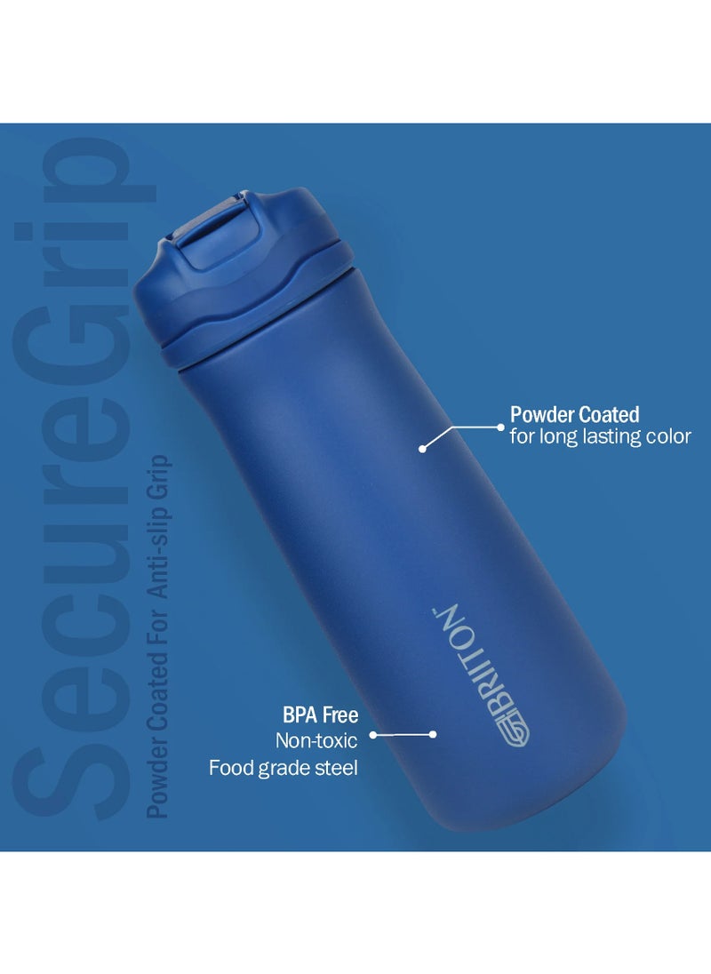 Hybec 600ml Hot & Cold Water Bottle - Blue | BPA-Free Stainless Steel | 24-Hour Insulation | Leak-Proof Design | Easy to Clean|Easy to Carry | Rust & Leak Proof | Tea | Coffee | Office| Gym