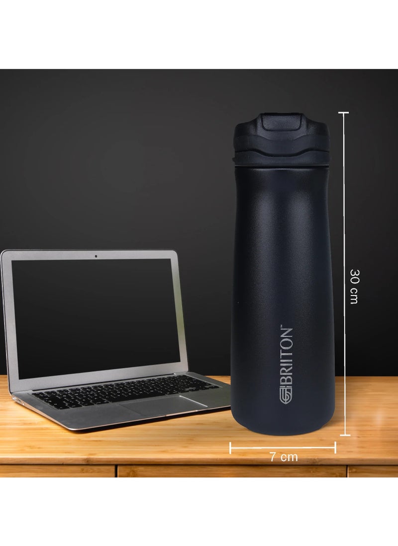 Hybec 600ml Hot & Cold Water Bottle - Black | BPA-Free Stainless Steel | 24-Hour Insulation | Leak-Proof Design | Easy to Clean|Easy to Carry | Rust & Leak Proof | Tea | Coffee | Office| Gym