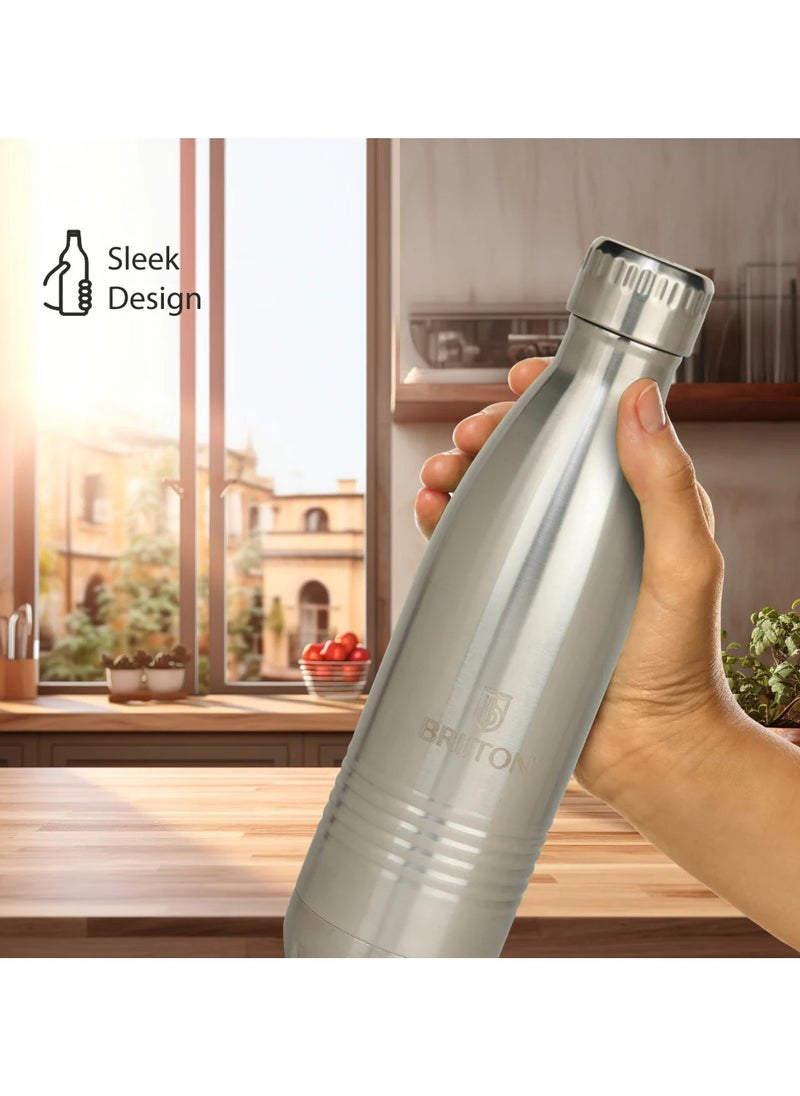 Fiji Cola Water Bottle - 1000ml | Silver | Copper Coated Vacuum Insulation | 304 Food Grade Stainless Steel | Secure Grip | Leakproof | Easy Pour Cap |Hot & Cold Thermos| Ideal for All