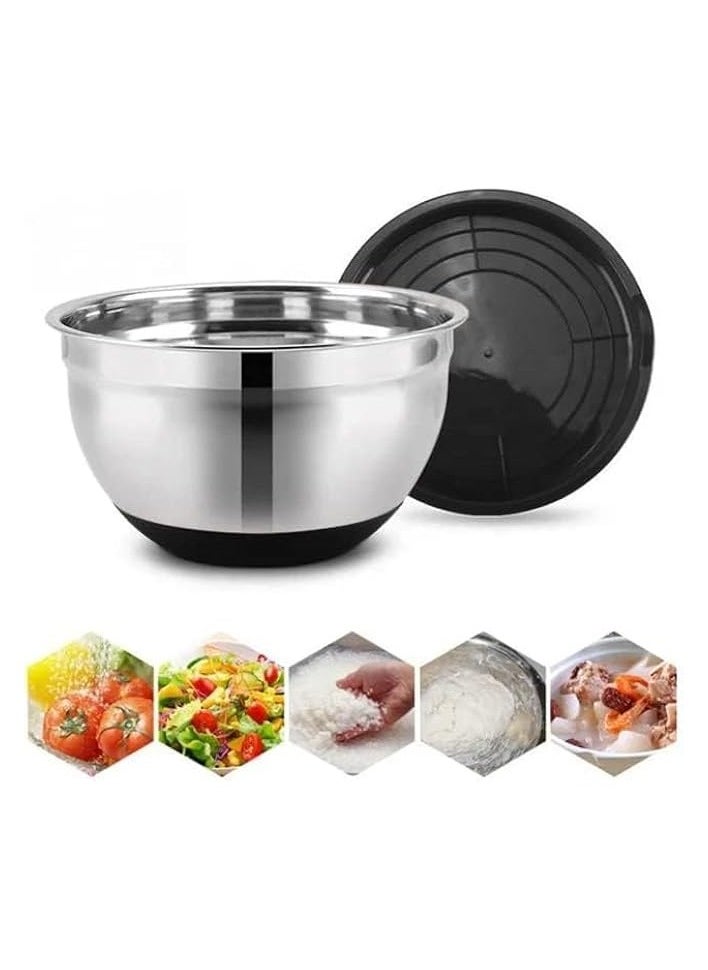 Stainless Steel Mixing Bowls (set of 5) with Airtight lids, Mixing Bowls Set Ideal for Baking, Prepping, Cooking and Serving Food, Nesting Metal Bowl for Space Saving Storage