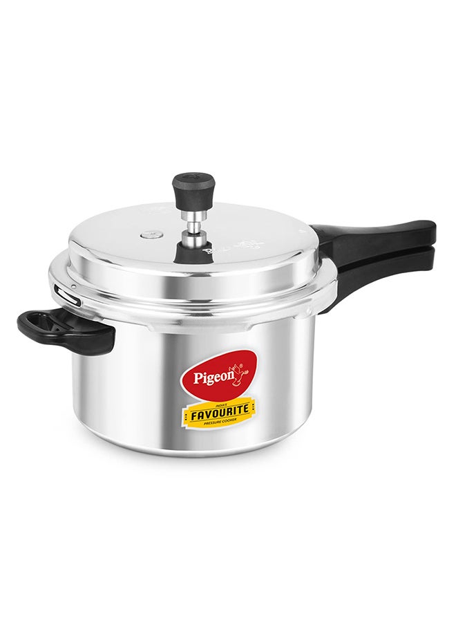 5Liters Pigeon by Stovekraft Favourite Induction Base Aluminium Pressure Cooker with Outer Lid, 5 Litres, Silver Silver