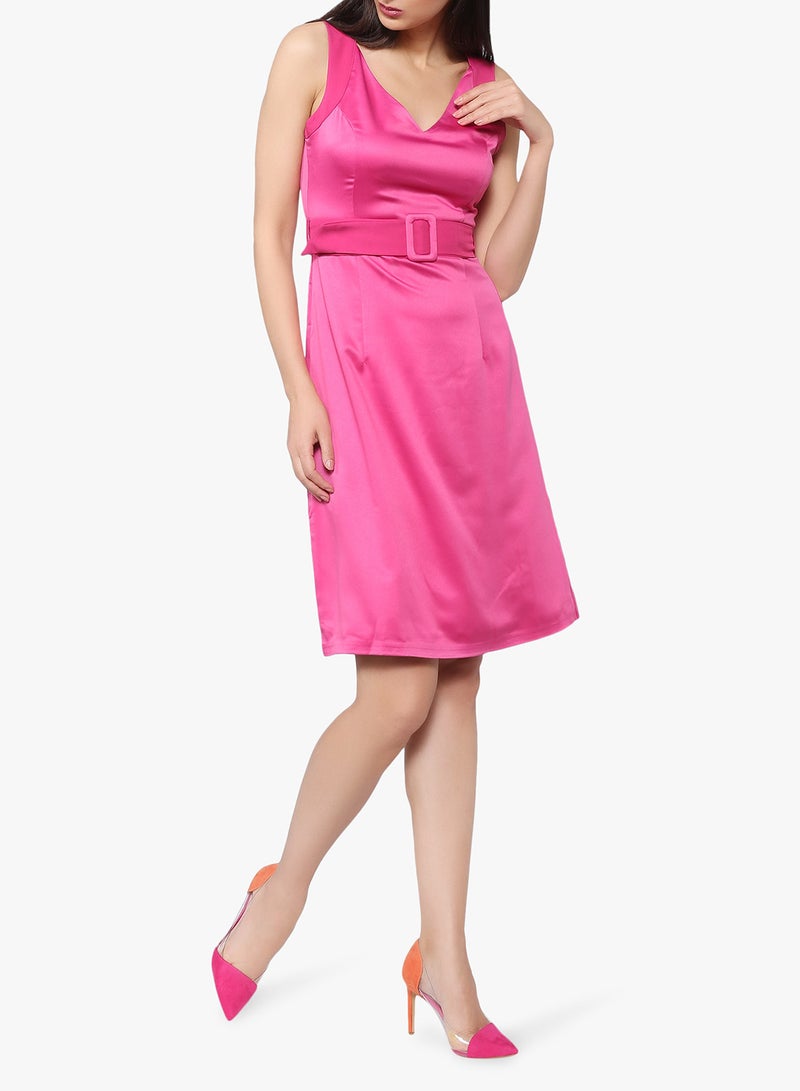 Fuchsia Belted Dress Pink