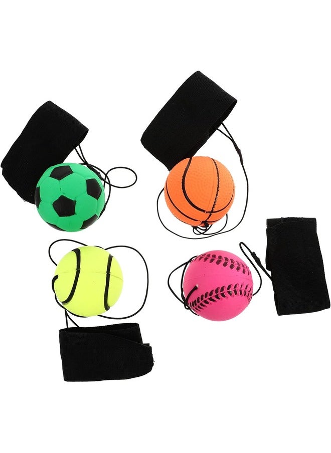 Wrist Balls Sports Wrist Balls Ball Bouncy Bracelet Balls Wrist Return Ball Pack of 4