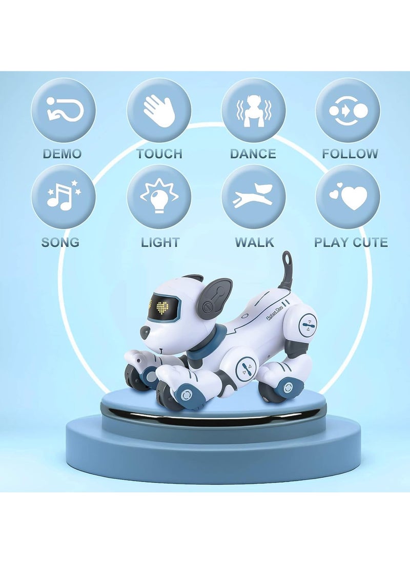 Remote Control Robot Dog Toys for Kids, Programmable Smart Interactive Stunt Robot Dog with Touch Function Singing Dancing Walking Smart RC Robot Dog Toy Gift