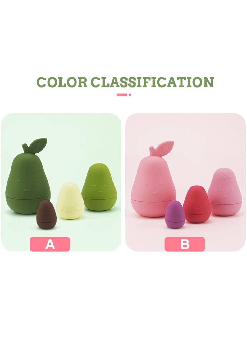 Twisoo Silicone Avocado Stacking Toy for Babies & Kids - BPA-Free, 100% Safe, 4-Piece Educational Playset Pink