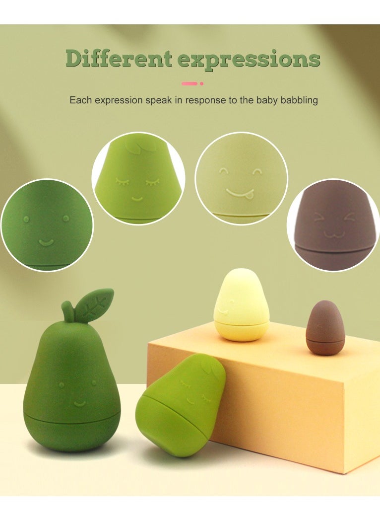 Twisoo Silicone Avocado Stacking Toy for Babies & Kids - BPA-Free, 100% Safe, 4-Piece Educational Playset Green