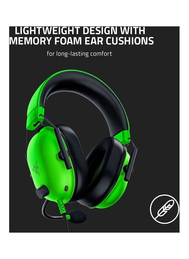 Blackshark V2 X Gaming Headset: 7.1 Surround Sound 50mm Drivers Memory Foam Cushion For Pc, Ps4, Ps5, Switch, Xbox One, Xbox Series X & S, Mobile 3.5mm Audio Jack Green, Standard