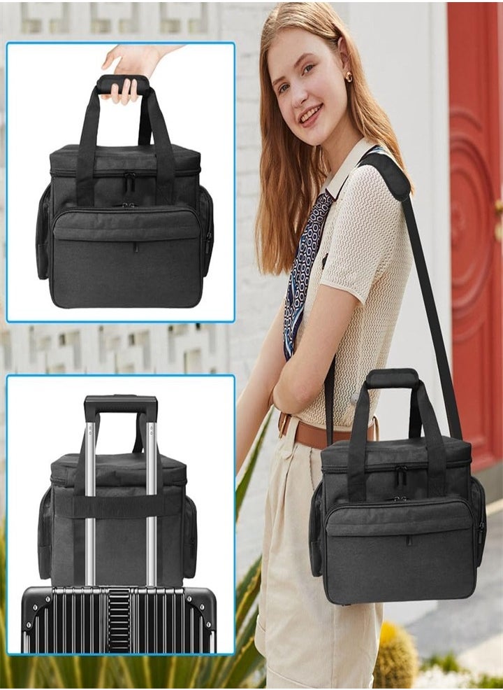 Professional Detachable and Separable Double Makeup Bag, Multifunctional Makeup Bag for Cosmetics and Hair Care Products, Suitable for Travel, Hotel, Going Out (Black)