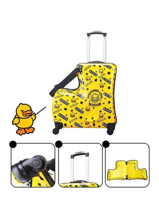 Children'S Luggage, Pink Duck Design, Rotating Wheels, Travel Luggage, Yellow