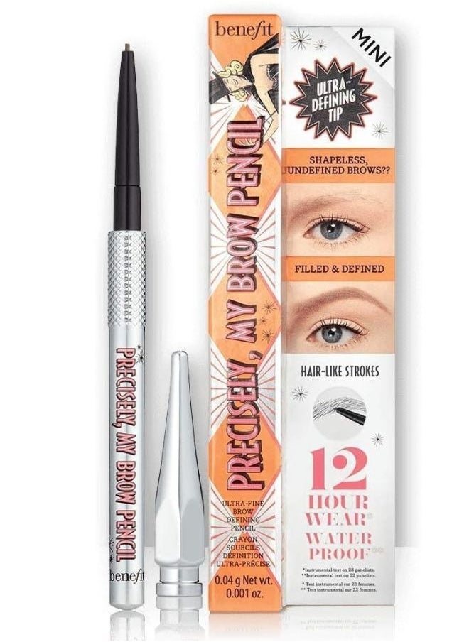 Benefit Cosmetics Mini Precisely, My Brow Pencil - Waterproof Eyebrow Definer 03 Warm Light Brown: Ultra-Fine, Smudge-Proof Brow Pencil for Natural, Hair-Like Definition