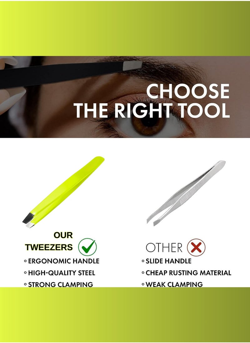 Professional Stainless Steel Eyebrow Tweezers – Precision Slanted Tip for Perfect Hair Removal, Special Edge Sharpening, Durable Design for Men & Women