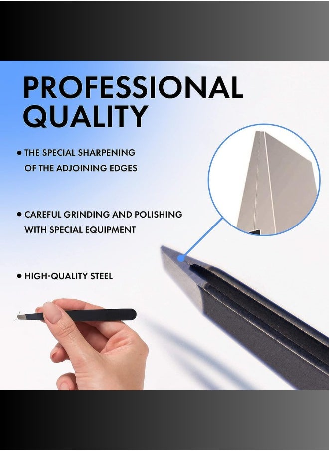 Professional Stainless Steel Eyebrow Tweezers – Precision Slanted Tip for Perfect Hair Removal, Special Edge Sharpening, Durable Design for Men & Women