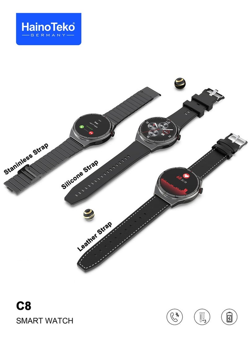 Haino Teko Germany Smart Watch with 3 Pairs Strap C8