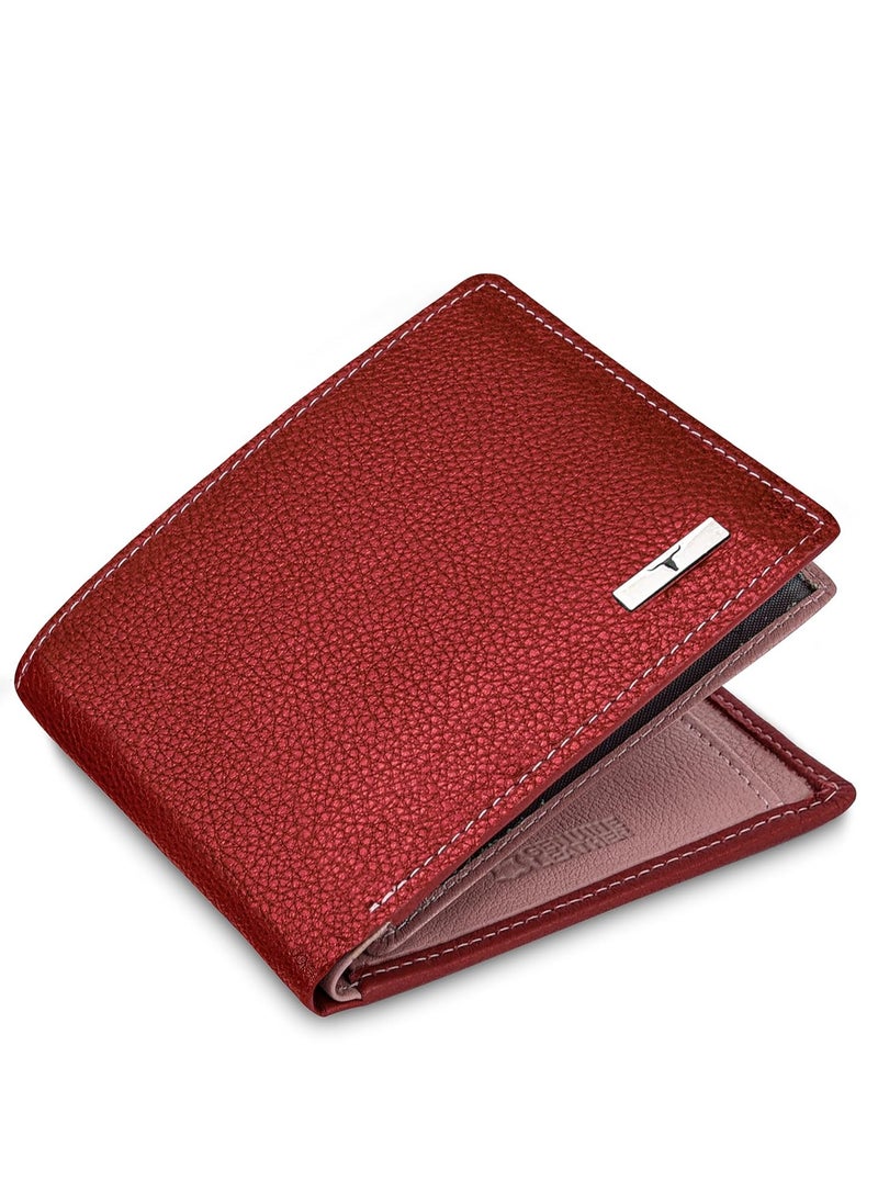 URBAN FOREST Kyle Red/Pink Leather Wallet for Men