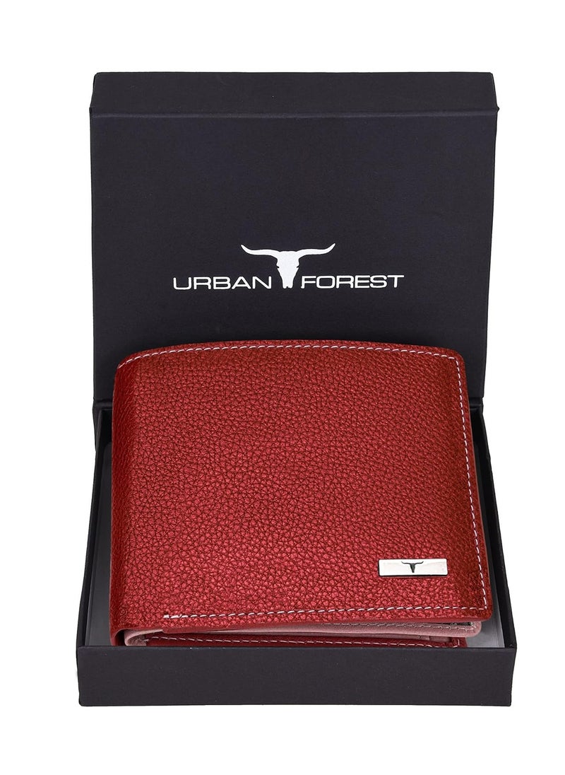 URBAN FOREST Kyle Red/Pink Leather Wallet for Men