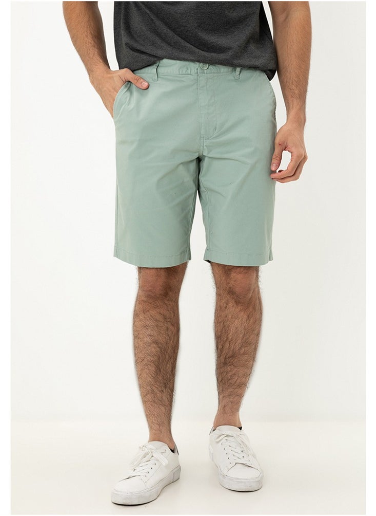 Men's Cotton Elastane Twill Low Rise Slim Fit Bermuda Shorts