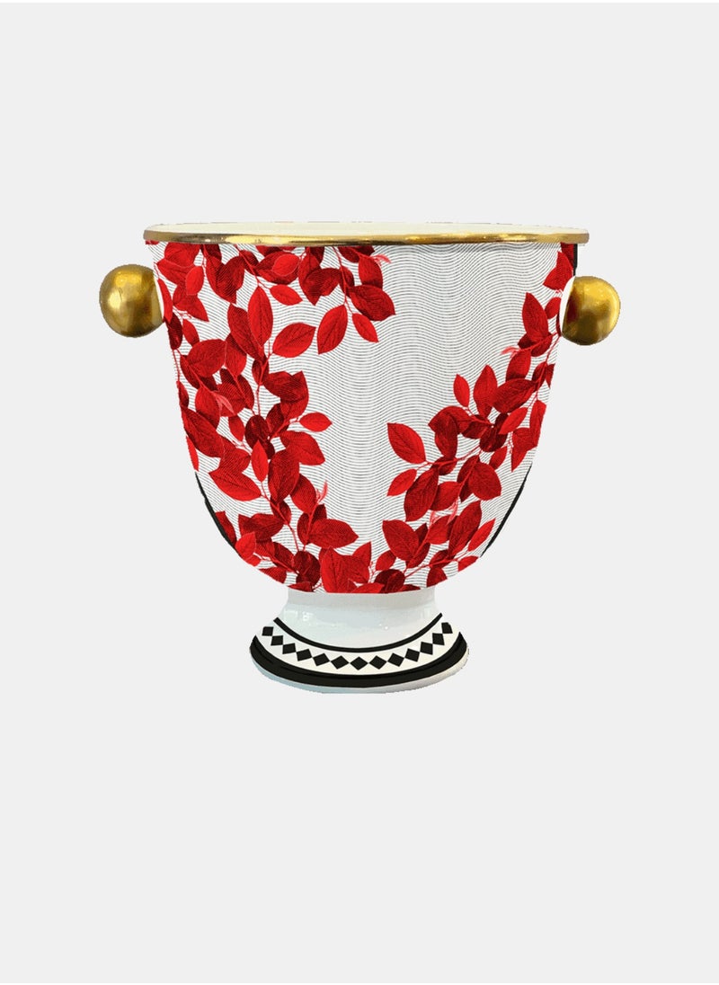 PORCELAIN CUP VASE WITH SPHERE HANDLES MR. BLACK