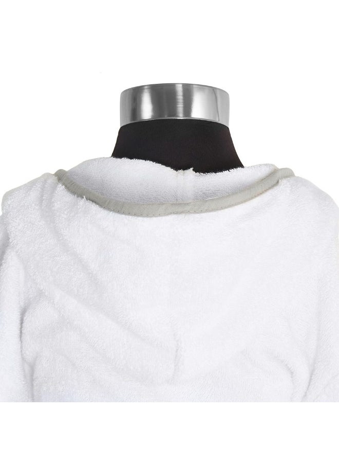 Yalla Hooded Kids Robe, White And Silver - 400 Gsm, Xl