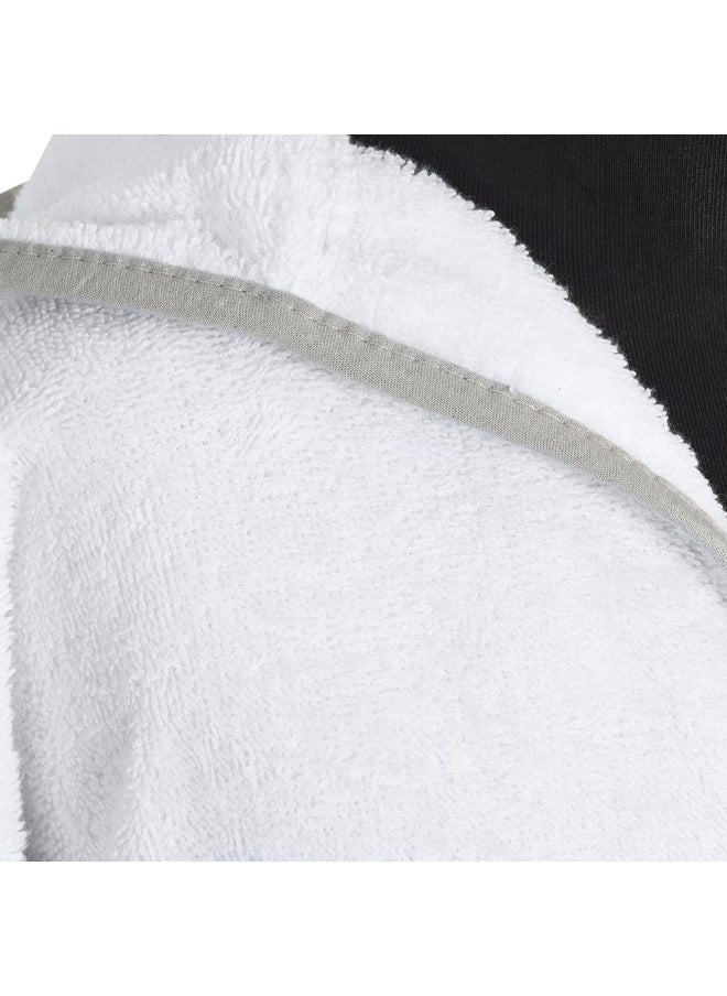 Yalla Hooded Kids Robe, White And Silver - 400 Gsm, Medium