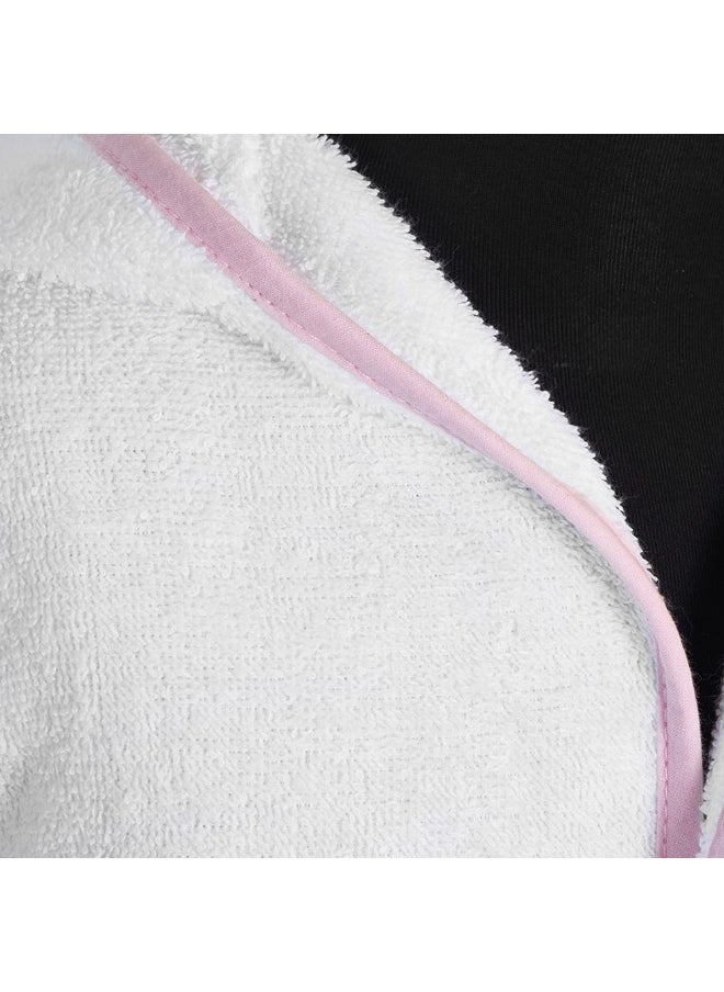 Yalla Hooded Kids Robe, White And Pink - 400 Gsm, Medium