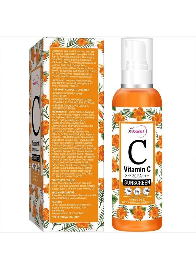 StBotanica Vitamin C SPF 30 PA+++ Sunscreen Mineral Based & Water Resistant,120ml - UVA & UVB Protection