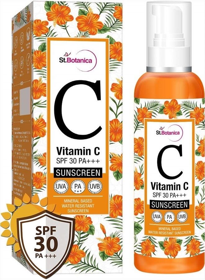 StBotanica Vitamin C SPF 30 PA+++ Sunscreen Mineral Based & Water Resistant,120ml - UVA & UVB Protection