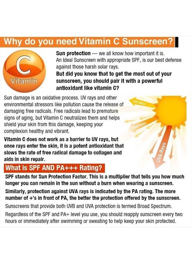 StBotanica Vitamin C SPF 30 PA+++ Sunscreen Mineral Based & Water Resistant,120ml - UVA & UVB Protection