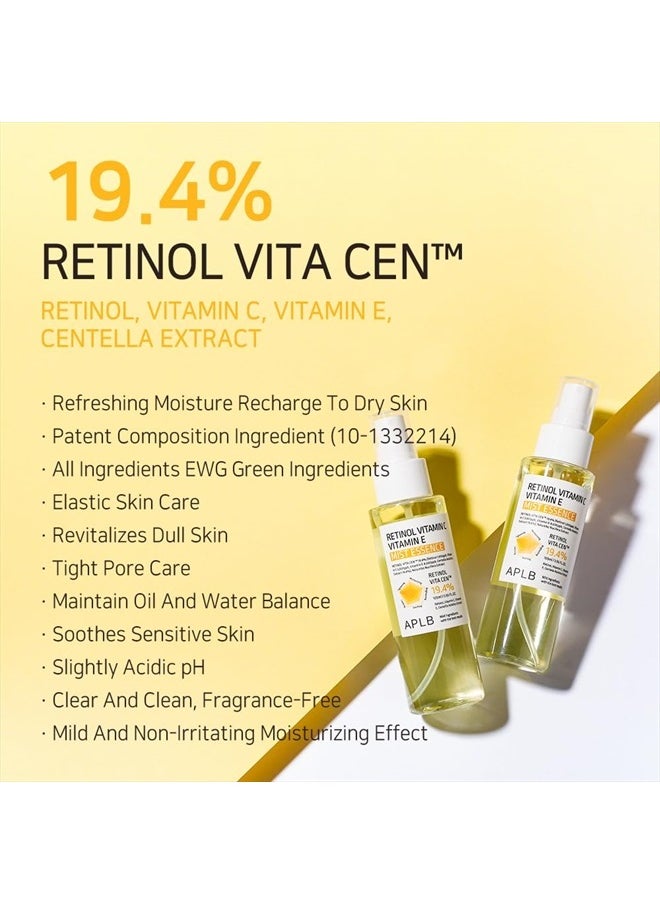 Retinol Vitamin C Vitamin E Mist Essence | RETINOL VITA CEN™ 19.4% 3.55 FL.OZ/Korean Skincare, Replenishing moisture, Revitalize for gentle and improve skin texture through Retinol