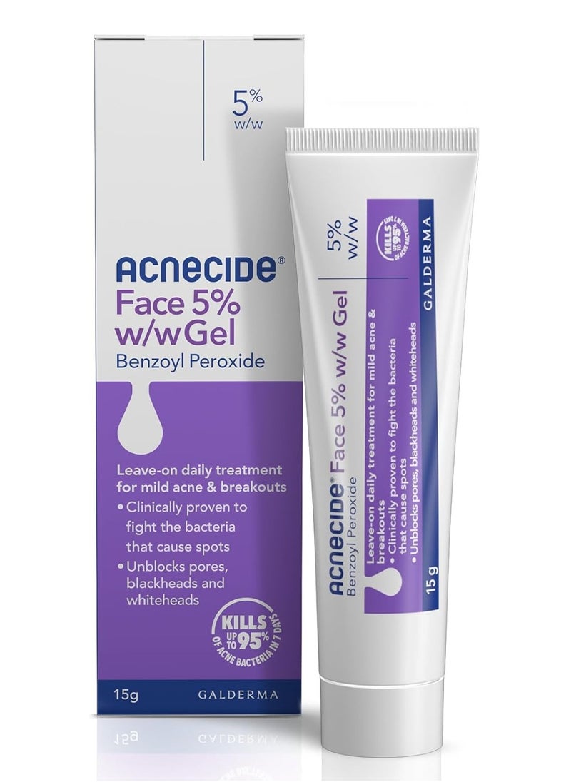 Face Gel 5% Benzoyl Peroxide Acne Treatment for Spot Prone Skin 15g