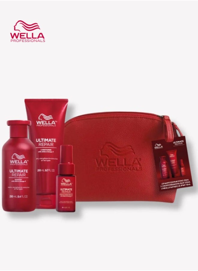 Wella Professionals trio ultimate repair (SHAMPOO / CONDITIONER / MIRACLE BOOSTER) Holiday Kit