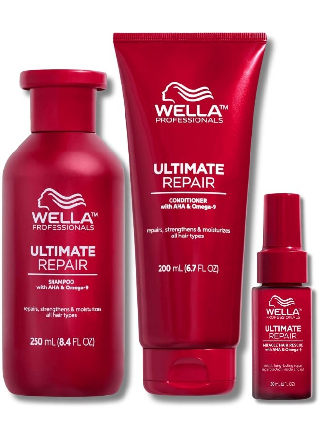 Wella Professionals trio ultimate repair (SHAMPOO / CONDITIONER / MIRACLE BOOSTER) Holiday Kit