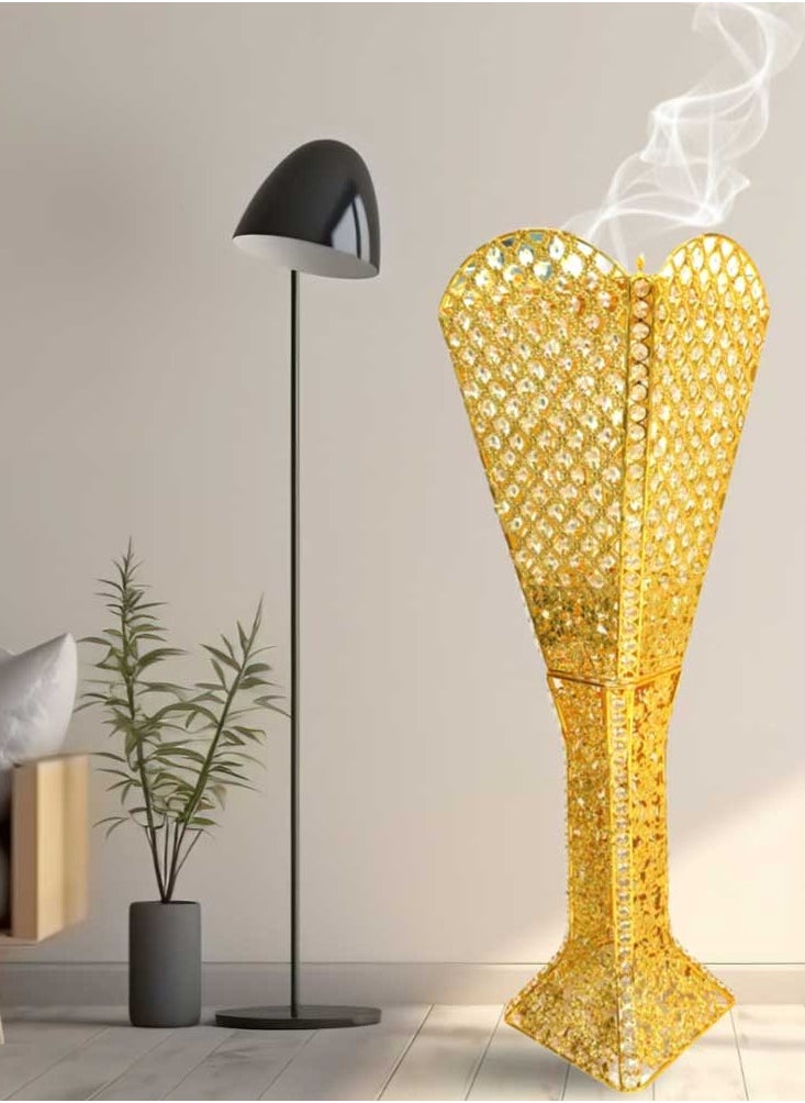 High Quality Large Oud Burner 100 cm Tall Incense with Crystal Design Big Censer for Home Fragrance and Decore