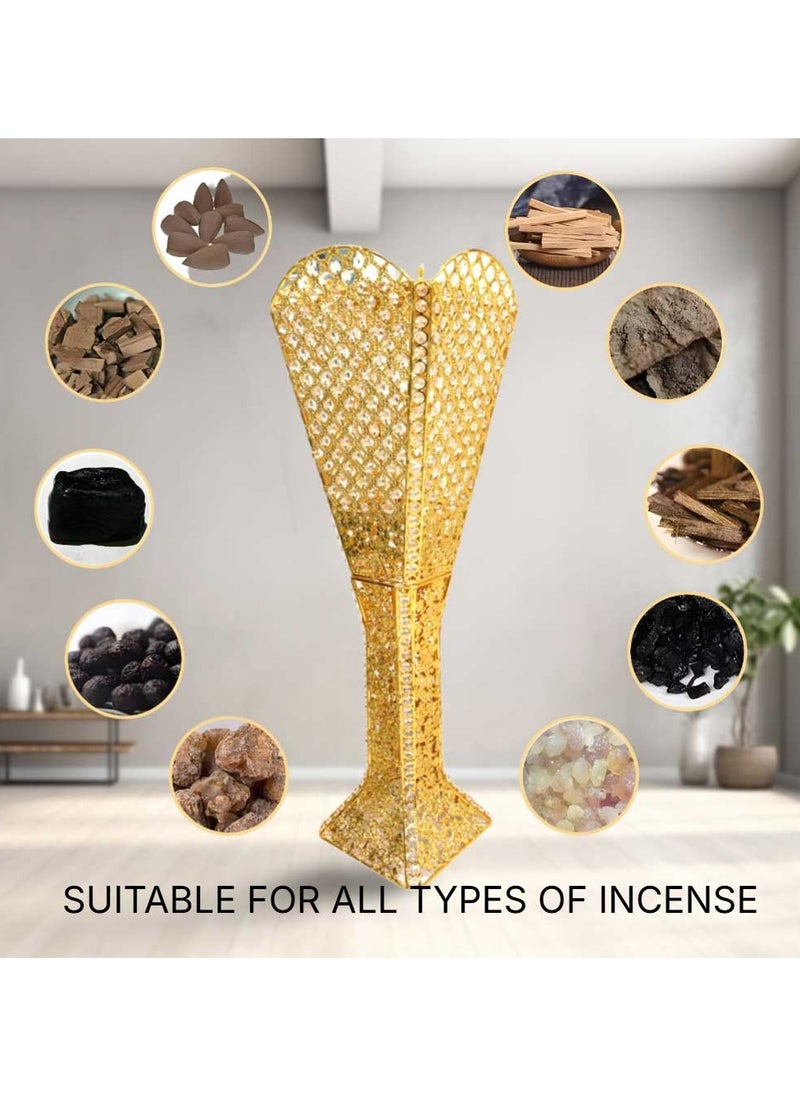 High Quality Large Oud Burner 100 cm Tall Incense with Crystal Design Big Censer for Home Fragrance and Decore