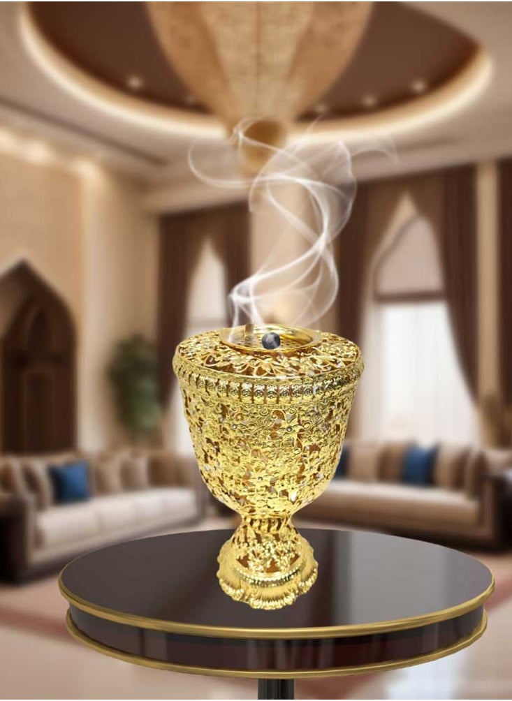 Oud Incense Holder 30 cm Tall Arabic Metal Agarwood Censer for Home Fragrance Meditation and Aromatheraphy