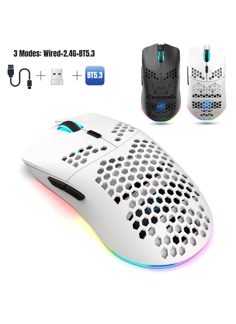 New HXSJ T66 three-mode wireless mouse 2.4G/wired/BT5.3 hole mouse 3600dpi charging game mouse