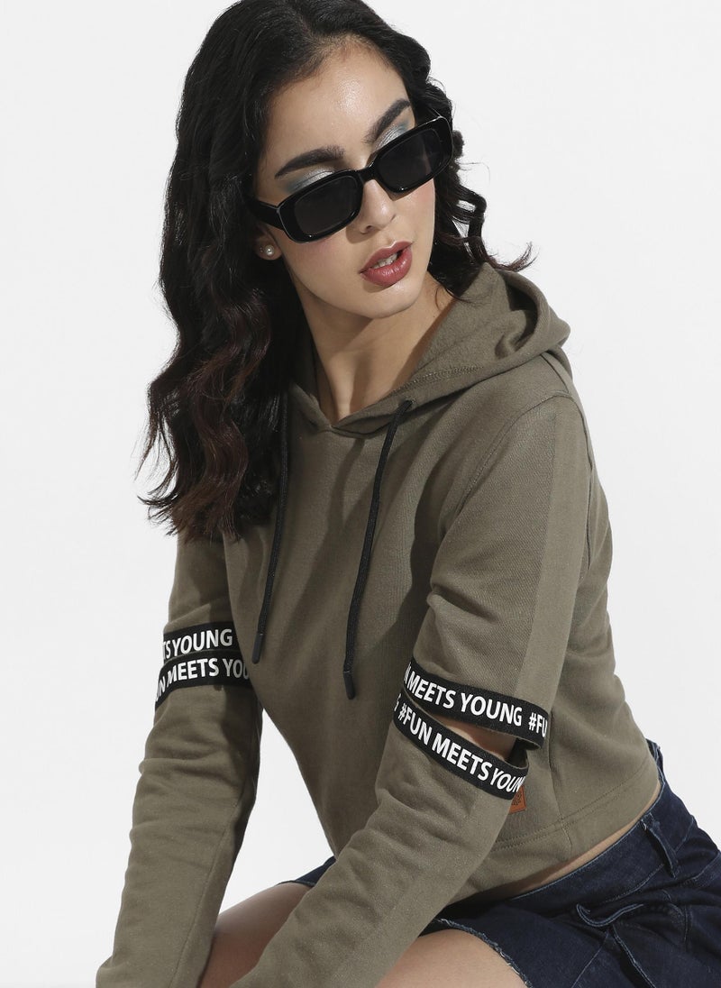 Pullover Hoodie With Cut-Out Sleeves