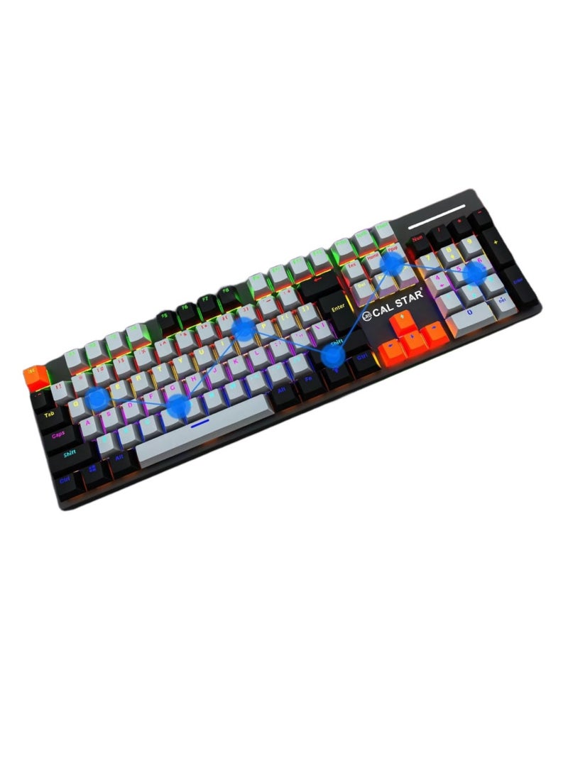 HK-500 RGB Mechanical Gaming Keyboard | 104 Keys, 12 Light Modes, Waterproof Design, Durable Build, USB Connectivity